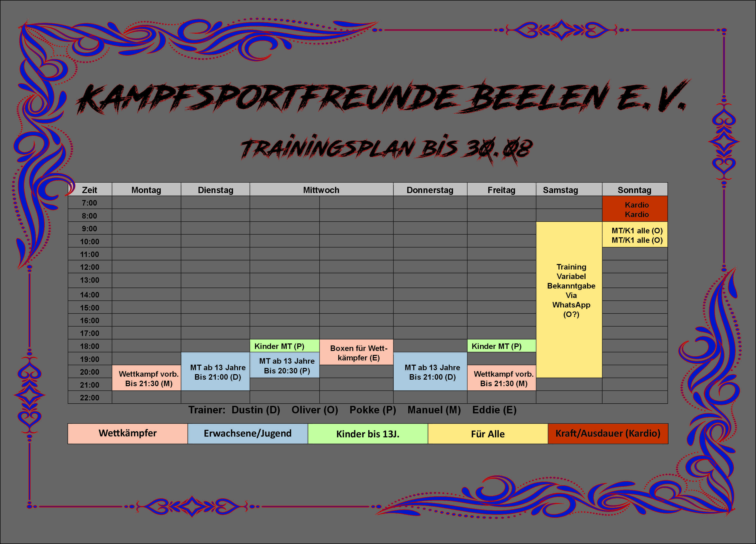 Trainingszeiten